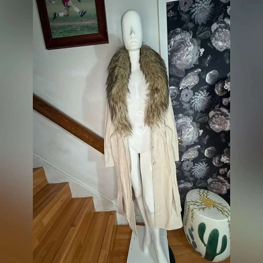 Free People FREE PEOPLE Train Leather Duster - Grey/ size XL